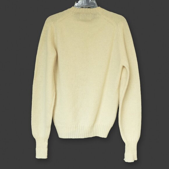 Vintage White Wool Sweater Scottish Fisherman Crew Neck Mariner Medium Knit - Picture 2 of 9